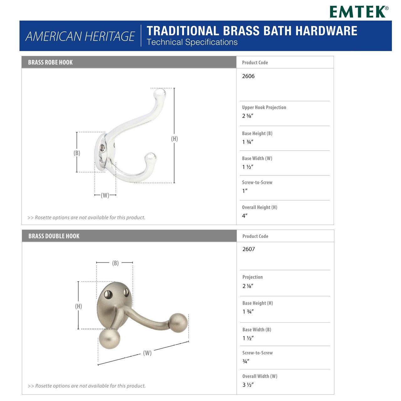 Emtek 2606 Brass Robe Hook