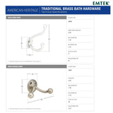Emtek 2606 Brass Robe Hook