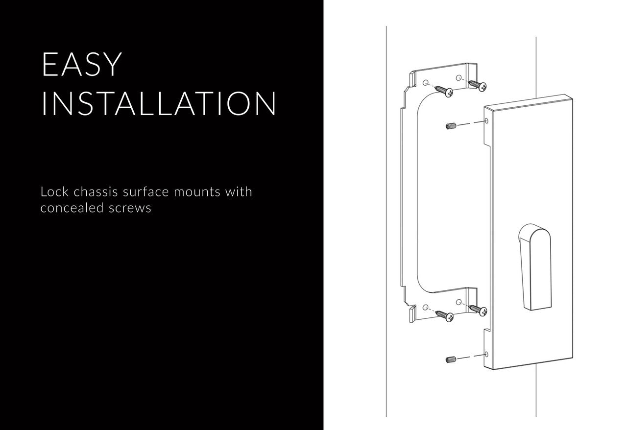 Emtek 222202 Modern Rectangular Barn Door Privacy Lock and Flush Pull with Integrated Strike
