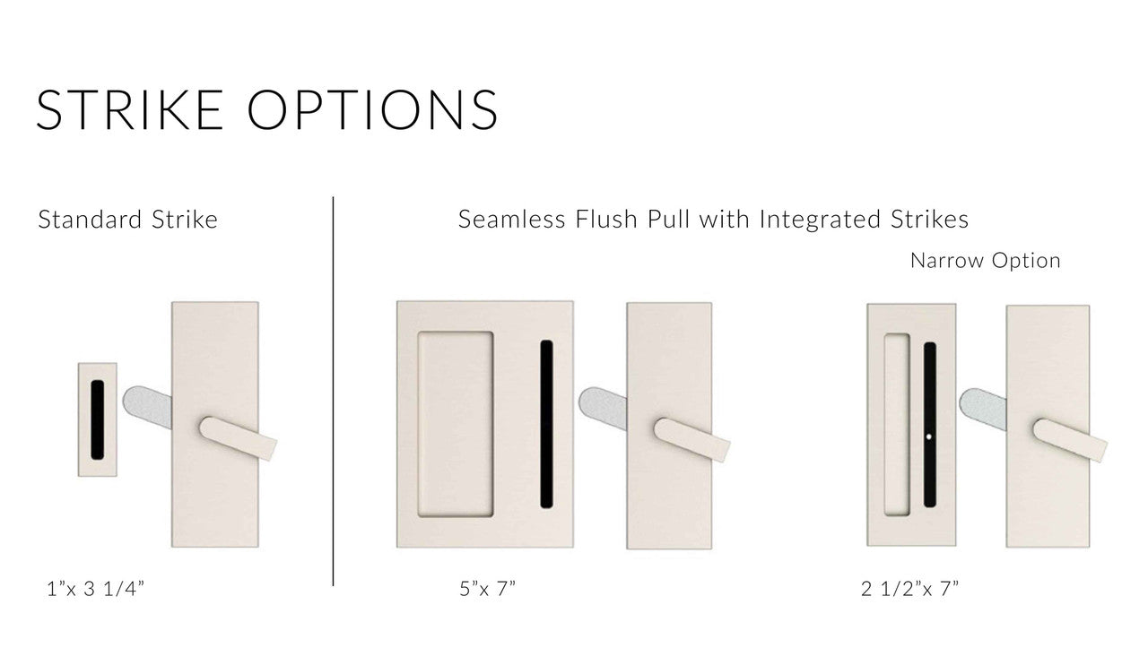Emtek 222202 Modern Rectangular Barn Door Privacy Lock and Flush Pull with Integrated Strike