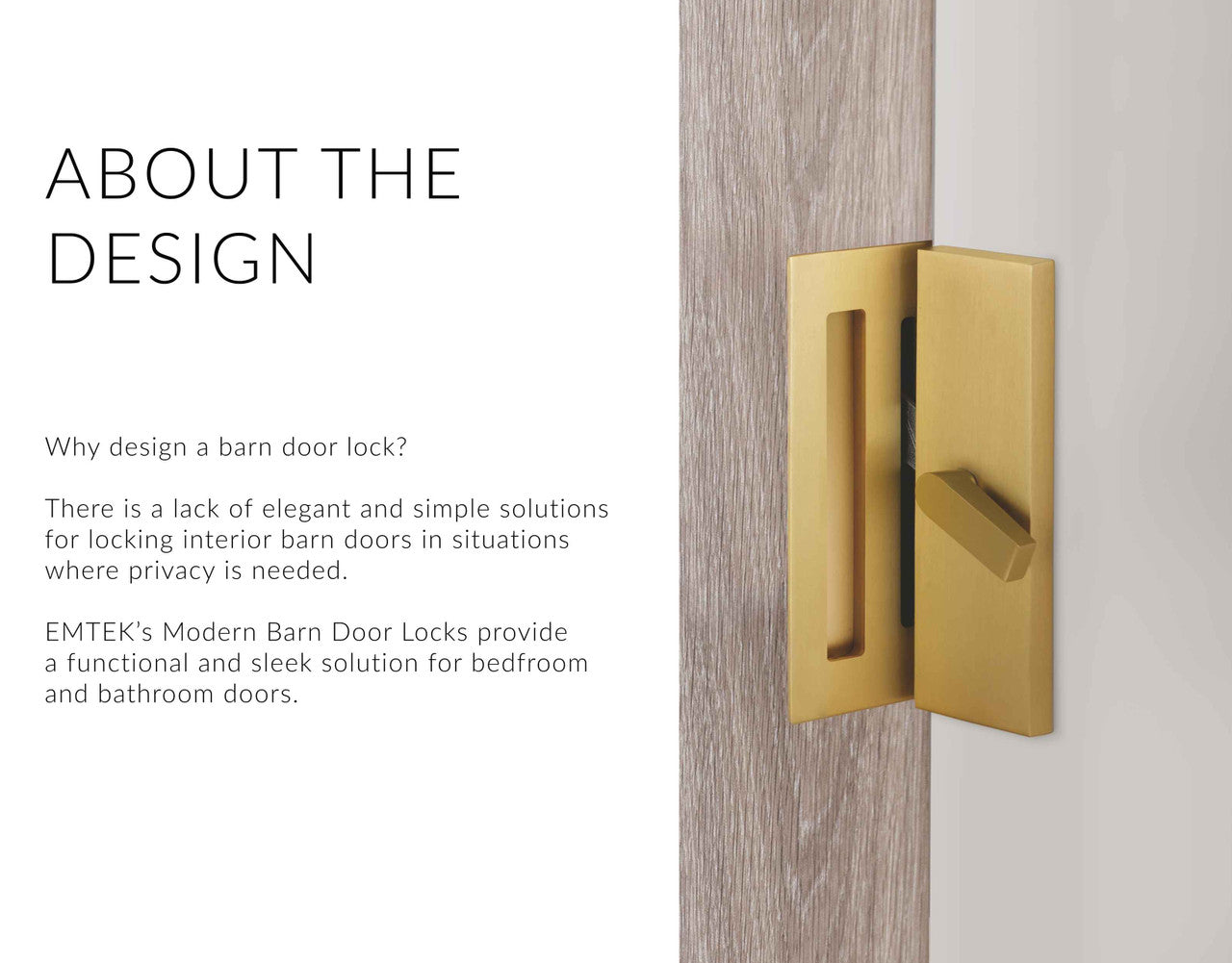 Emtek 222202 Modern Rectangular Barn Door Privacy Lock and Flush Pull with Integrated Strike