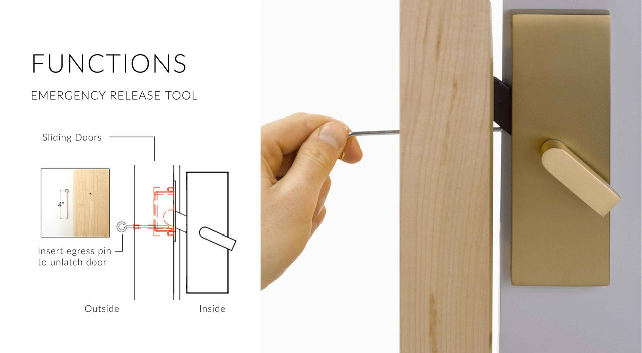Emtek 222202 Modern Rectangular Barn Door Privacy Lock and Flush Pull with Integrated Strike