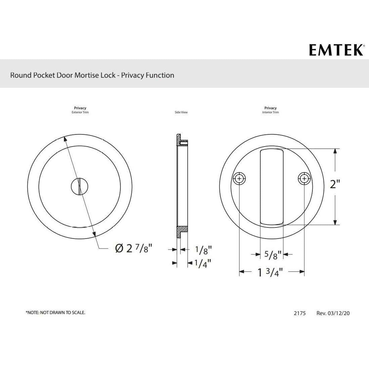 Emtek 2175 Privacy Pocket Door Mortise Lock