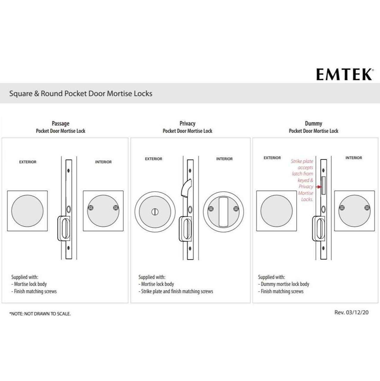 Emtek 2175 Privacy Pocket Door Mortise Lock