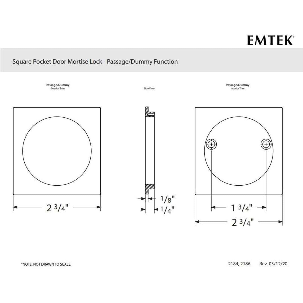 Emtek 2185 Privacy Pocket Door Mortise Lock