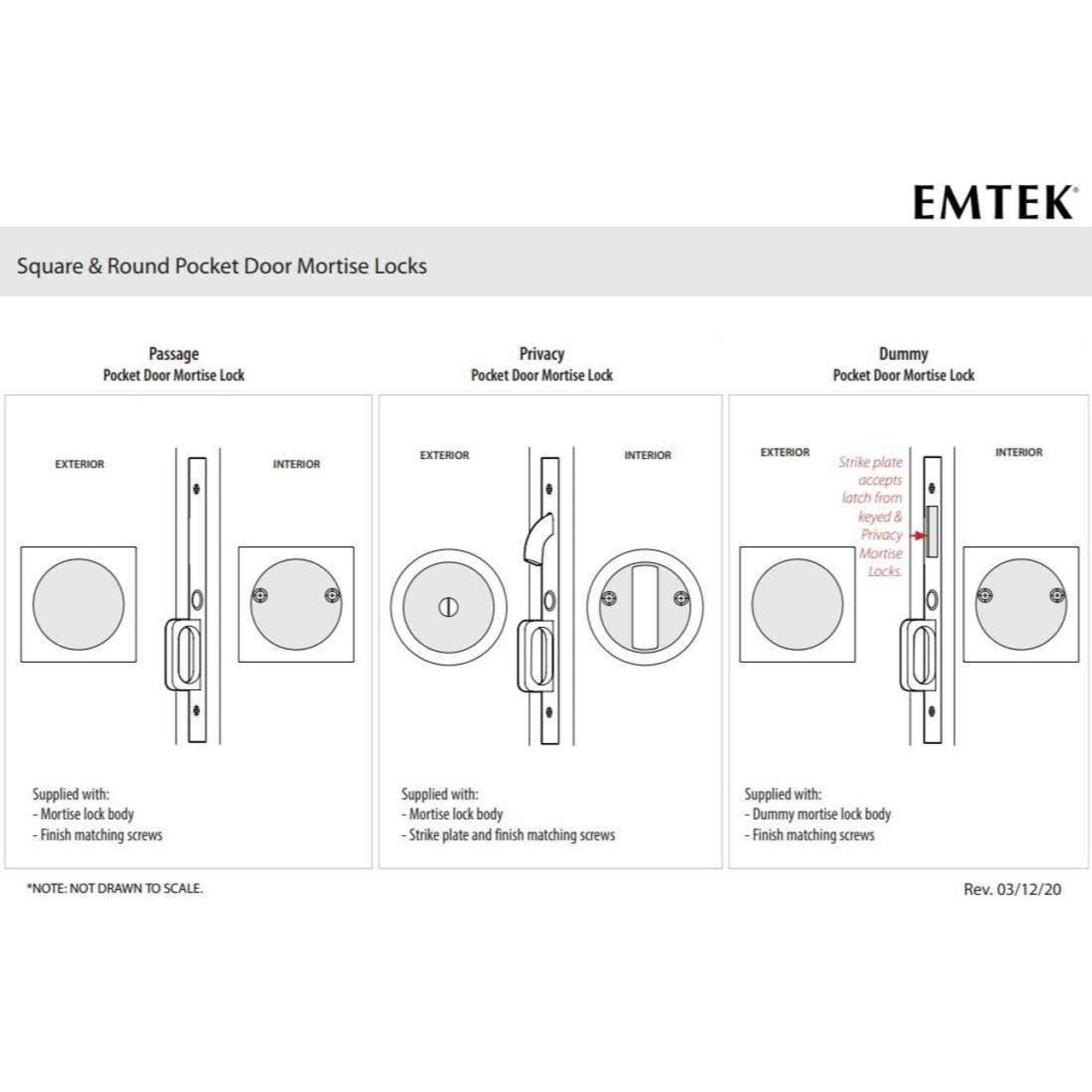 Emtek 2185 Privacy Pocket Door Mortise Lock