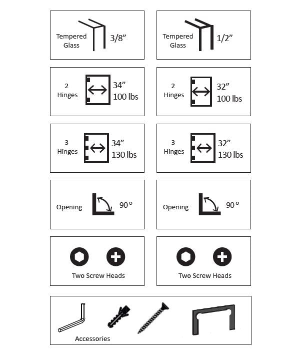 HSHDS037SBSN Rockwell Heavy Duty Square Corner Shower Hinge, Short Back Plate In Brushed Nickel Finish