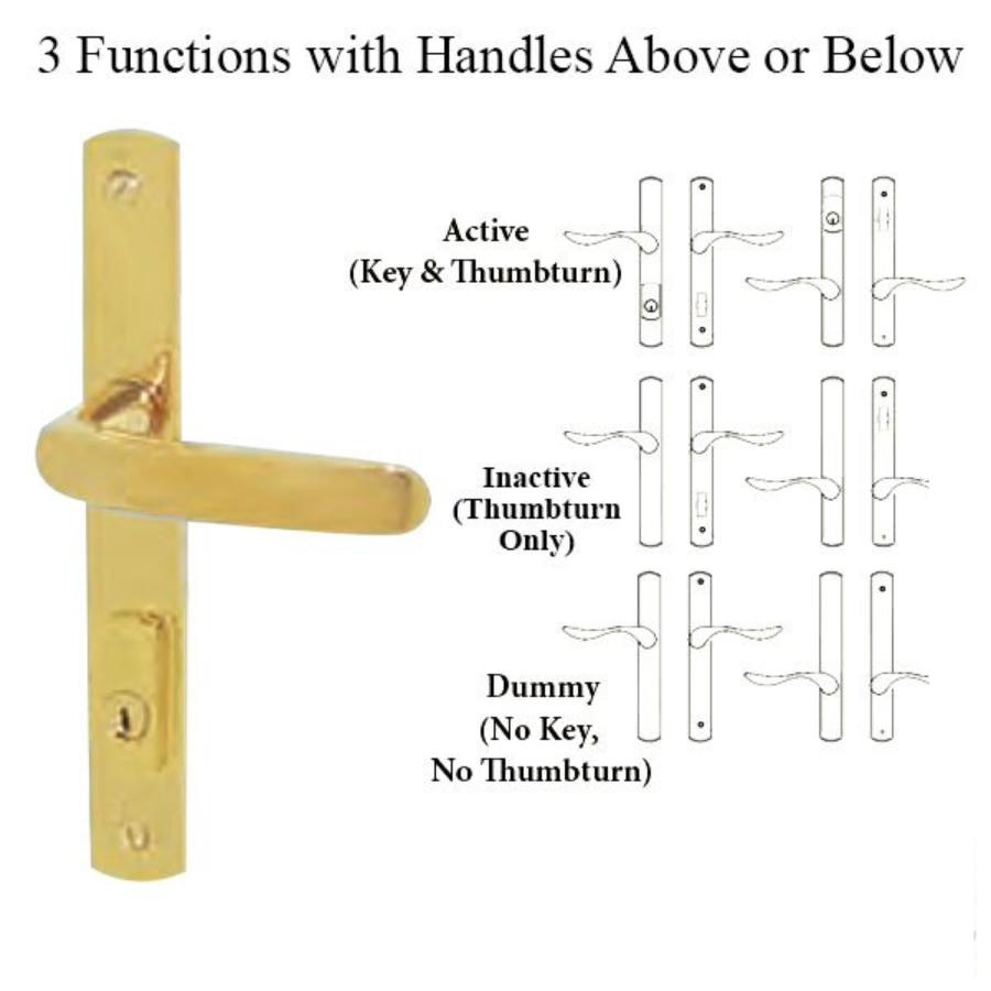 G-U ALLEGRO HANDLE & 30MM PLATE, ACTIVE, KEY & THUMBTURN (HANDLE ABOVE CYLINDER) CHOOSE COLOR