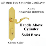 G-U CAPRI HANDLE & 45MM PLATE, ACTIVE, KEYED WITH THUMBTURN (HANDLE ABOVE CYLINDER) CHOOSE COLOR