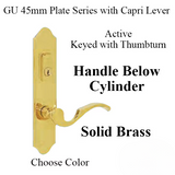 G-U CAPRI HANDLE & 45MM PLATE, ACTIVE, KEYED WITH THUMBTURN (HANDLE BELOW CYLINDER) CHOOSE COLOR