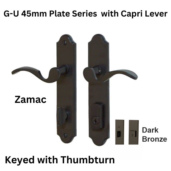 G-U CAPRI HANDLE AND 45 MM PLATE SERIES, ZAMAC, ACTIVE - CHOOSE COLOR