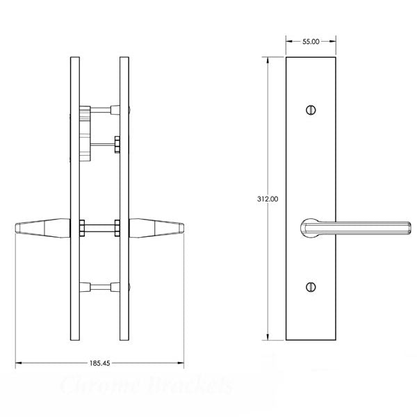 G-U ROMA HANDLE WITH 55 MM PLATE, Handle sets for Danalock smart lock, ZAMAC -BLACK