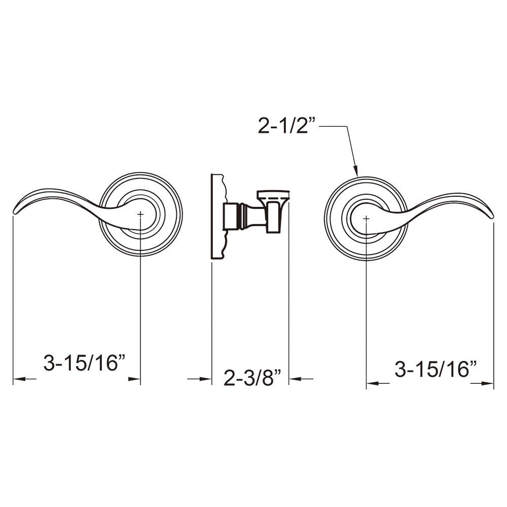 LCM1510PVD Rockwell Sapphire Multipoint Lock Classic Wave Lever trim set in Brass Finish