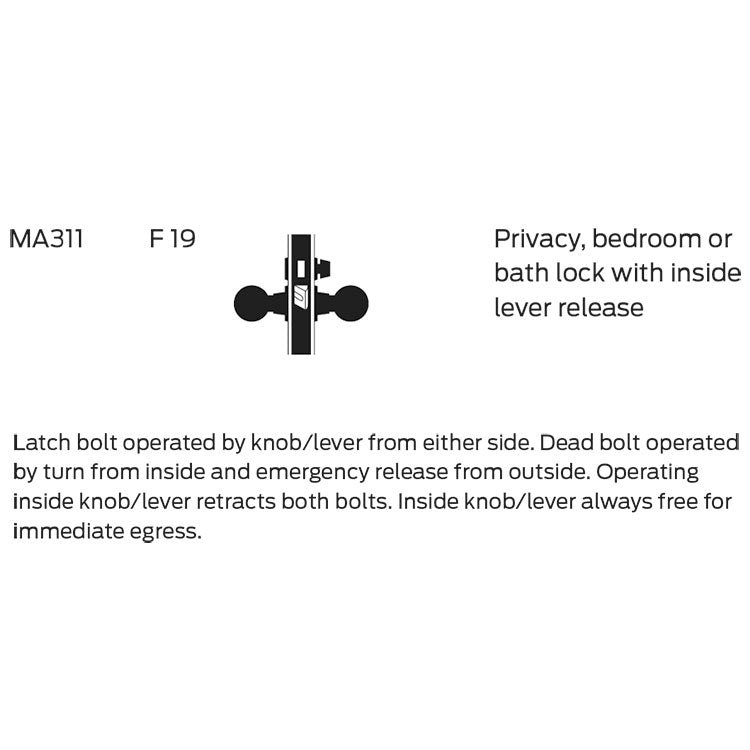 Falcon MA311 DG Privacy, Bedroom, or Bath Mortise Lock with Inside Lever Release, Dane Lever, Gala Rose