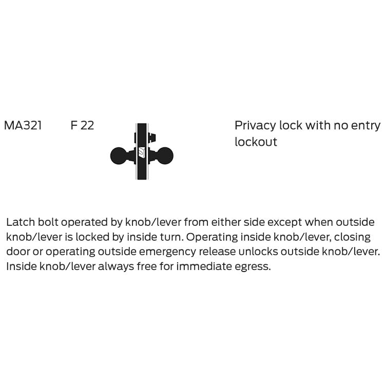 Falcon MA321 DG Privacy Mortise Lock with No Entry Lockout, Dane Lever, Gala Rose