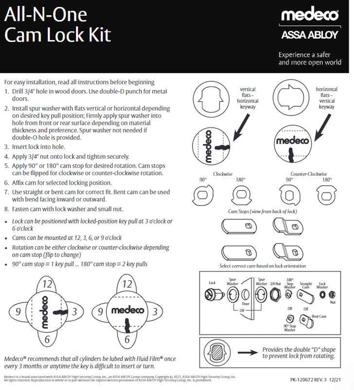 Medeco 60t0350t All-In-One Cam Lock Kit