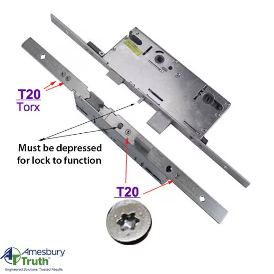 20mm P2000 Active 35/92 SPL Mortise Lock Body, American Version Gearbox