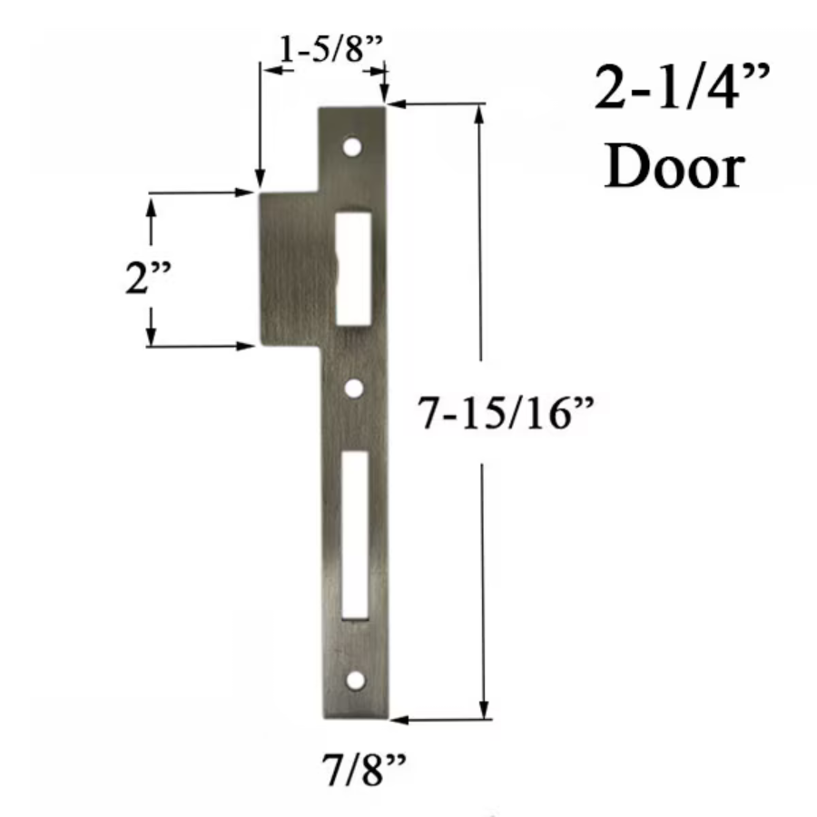 AGB Flush Strike Plate for 2-1/4" (57mm) Thick Door