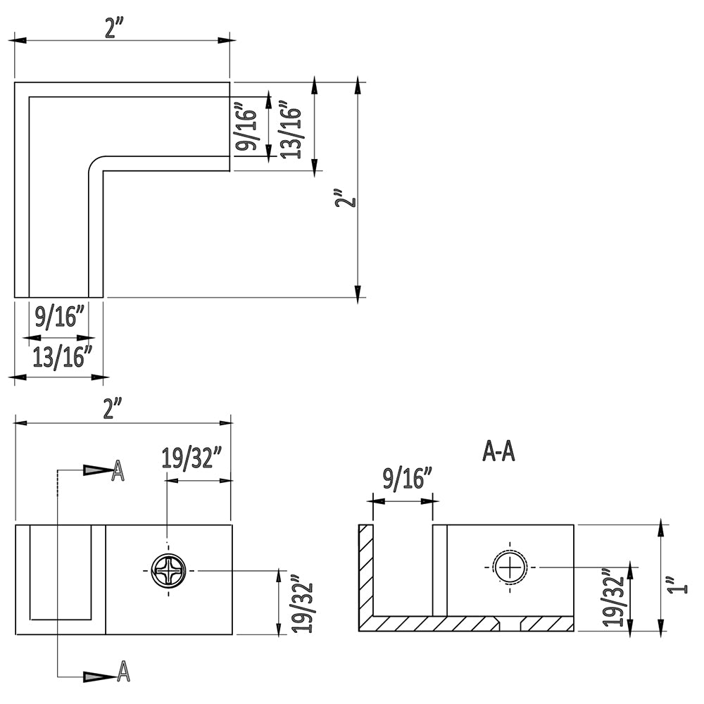 SDC90BSN.1 ROCKWELL 90 DEGREE CLAMP IN BRUSHED NICKEL