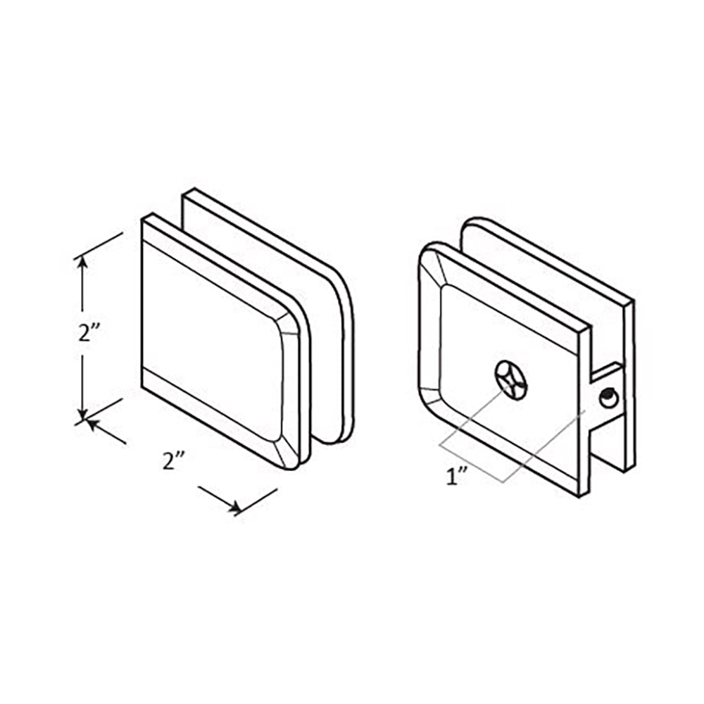 SDCBBSN ROCKWELL BEVELED WALL MOUNT GLASS CLAMP IN BRUSHED NICKEL FINISH
