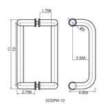 SDDPW1-10-PS Rockwell 10″ Offset Back to Back Tempered Glass Mount Commercial Swing Door Pull Handle in Polished Stainless
