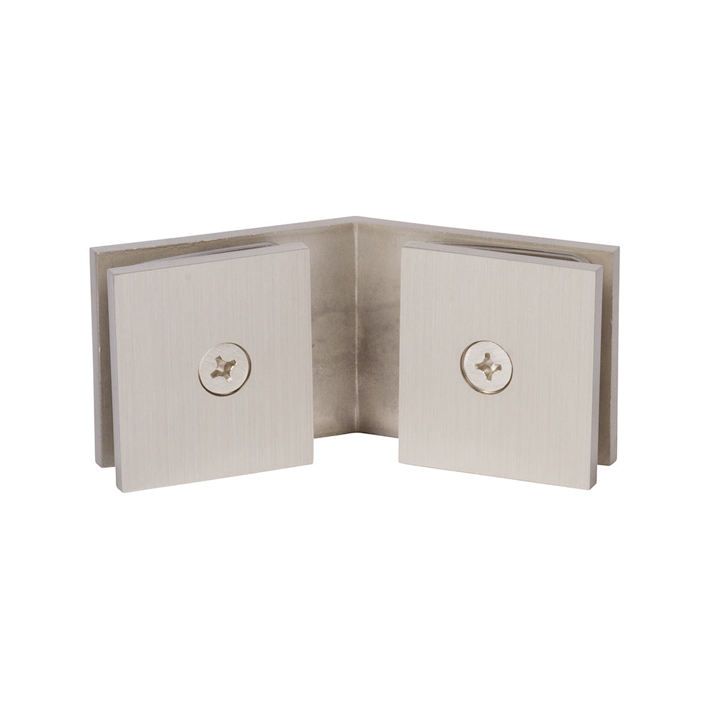SDGQ135BSN Rockwell Square 135° Glass to Glass Clamp in Brushed Nickel Finish