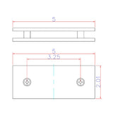 SDGQ2X5180BSN Rockwell Square 180-Degree 5″ x 2″ Glass to Glass Shower Door Clamp in Brushed Nickel Finish