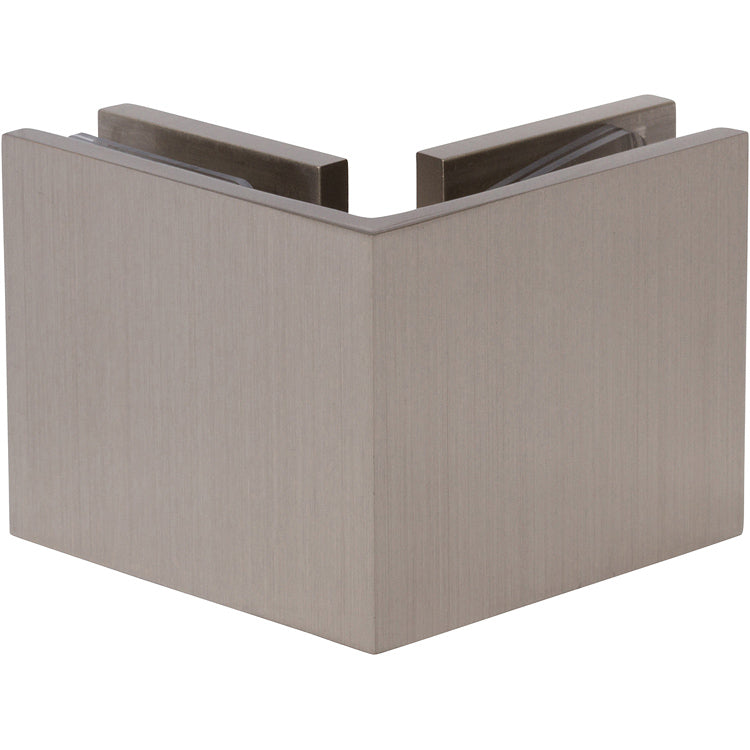 SDGQ90BSN Rockwell Square 90° Glass to Glass Clamp in Brushed Nickel Finish
