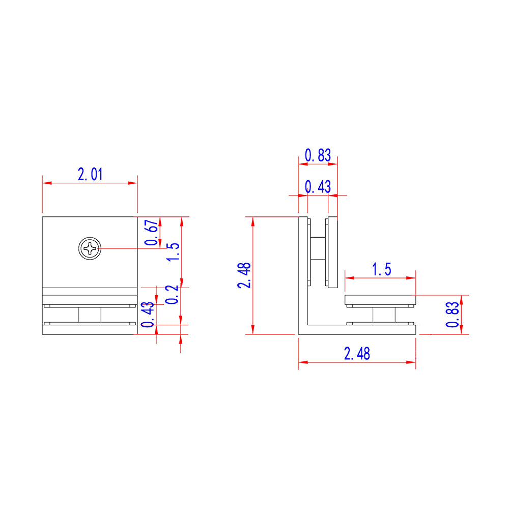 SDGQ90CP Rockwell Square 90° Glass to Glass Clamp in Polished Chrome Finish