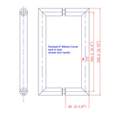 SDH8MCTBS Rockwell 8" Back to Back Tubular Mitered Corner Handle in Brushed Nickel Finish for Heavy Glass Frameless Shower Doors