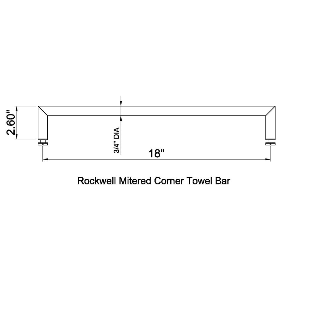 SDPMCT26BS Rockwell 26″ Mitered Corner Single Side Towel Bar in Brushed Nickel finish for Glass Shower Doors