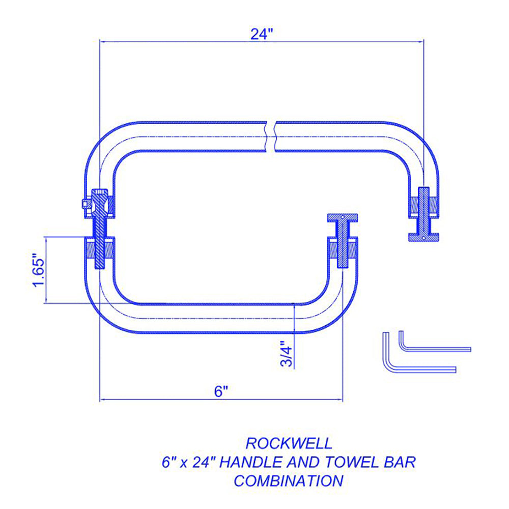 SDTB6X24-US10B Mont Hard Combination 6" x 24" Handle and Towel Bar for Frameless Glass Shower Doors in Antique Black finish