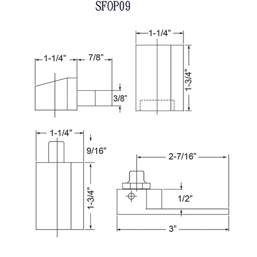 SFOP09AL OFFSET PIVOT 9 SERIES IN ALUMINUM FINISH
