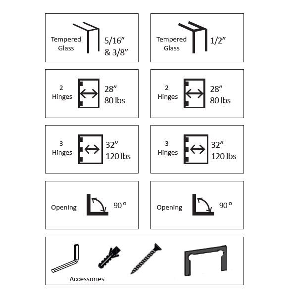 SHS037S-BSN-0C Wall to Glass Square Shower Door Hinge in Brushed Nickel finish for Heavy Frameless Shower Doors