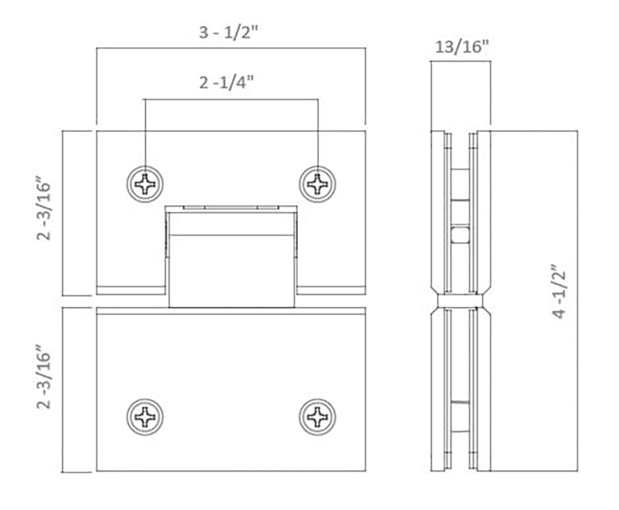 SHS180CP0 Rockwell Classic 180 degree Glass to Glass Shower Hinge in Polished Chrome Finish