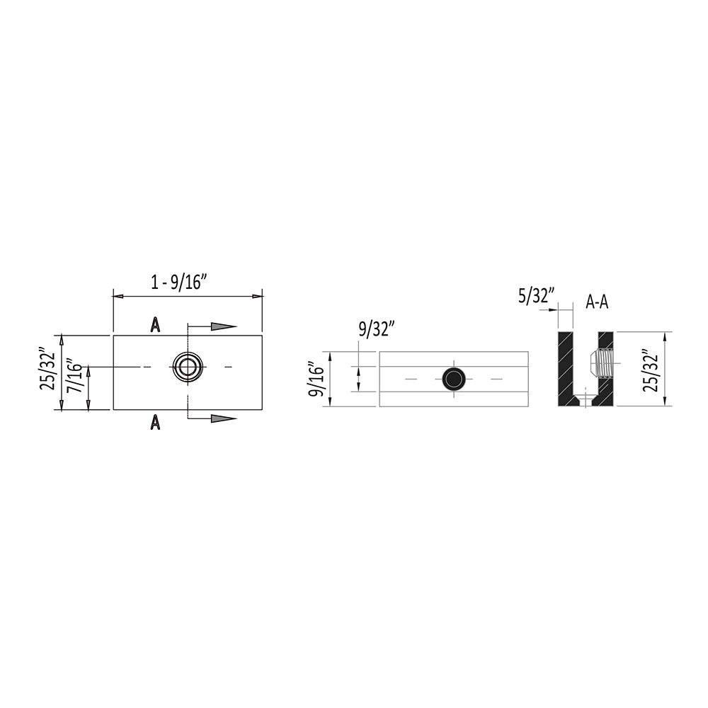 SNC6US10B ROCKWELL SOLID BRASS NOTCHLESS SQUARE U CLAMP IN ANTIQUE BLACK FINISH FOR 1/4″ THICK GLASS
