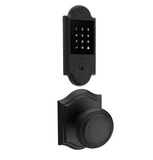 Baldwin Boulder Touchscreen Electronic Deadbolt with Z-Wave Technology and Crystal Passage Knob Set with Arch Rose