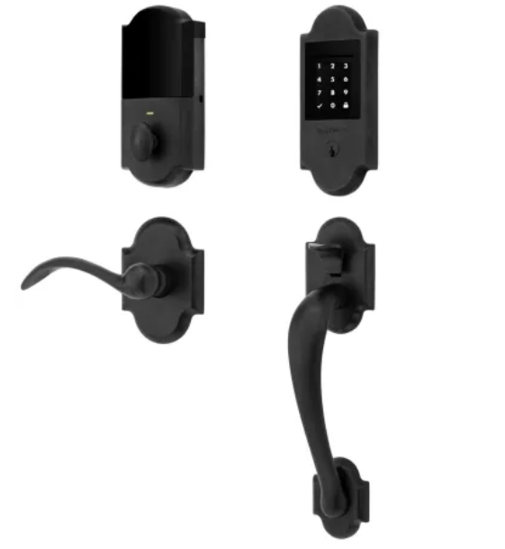 Baldwin Boulder Z-Wave Left Handed Sectional Electronic Keyless Entry Handleset with Beavertail Interior Lever from the Estate Collection