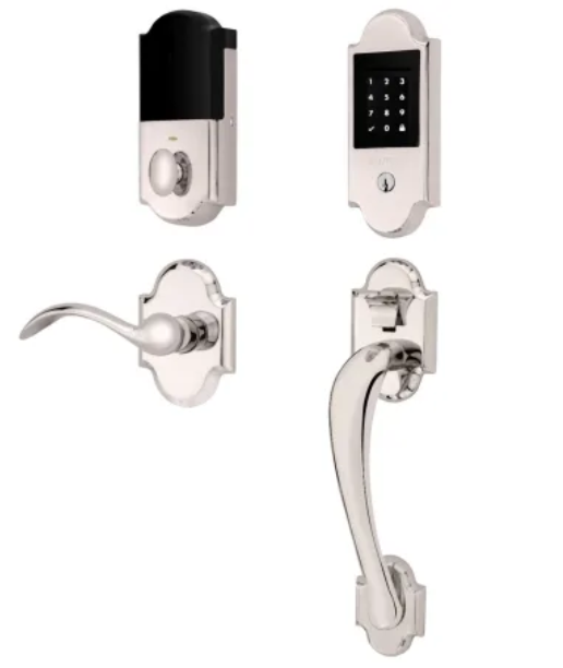 Baldwin Boulder Z-Wave Left Handed Sectional Electronic Keyless Entry Handleset with Beavertail Interior Lever from the Estate Collection