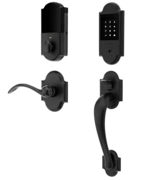 Baldwin Boulder Z-Wave Left Handed Sectional Electronic Keyless Entry Handleset with Beavertail Interior Lever from the Estate Collection