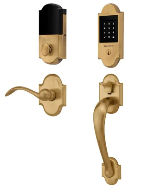 Baldwin Boulder Z-Wave Left Handed Sectional Electronic Keyless Entry Handleset with Beavertail Interior Lever from the Estate Collection