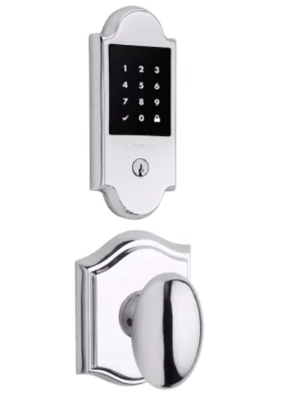 Baldwin Boulder Touchscreen Electronic Deadbolt with Z-Wave Technology and Ellipse Passage Knob Set with Arch Rose