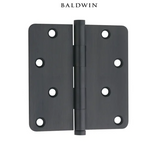 Baldwin 4" x 4" Solid Brass Plain Bearing 1/4" Radius Corner Mortise Door Hinge - Single Hinge