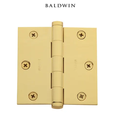 Baldwin 3-1/2" Wide Plain Bearing Square Corner Mortise Door Hinge from the Estate Collection - Single Hinge
