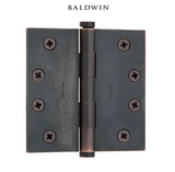Baldwin 4" Wide Plain Bearing Square Corner Mortise Door Hinge from the Estate Collection - Single Hinge