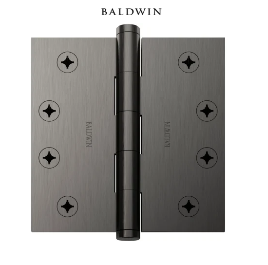 Baldwin 4" Wide Plain Bearing Square Corner Mortise Door Hinge from the Estate Collection - Single Hinge