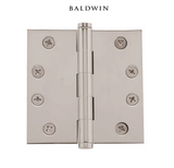 Baldwin 4" Wide Plain Bearing Square Corner Mortise Door Hinge from the Estate Collection - Single Hinge