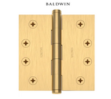 Baldwin 4" Wide Plain Bearing Square Corner Mortise Door Hinge from the Estate Collection - Single Hinge