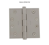 Baldwin 4" Wide Plain Bearing Square Corner Mortise Door Hinge from the Estate Collection - Single Hinge