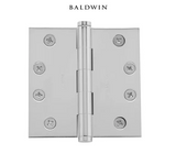 Baldwin 4" Wide Plain Bearing Square Corner Mortise Door Hinge from the Estate Collection - Single Hinge